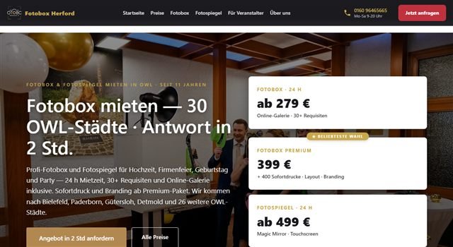 Referenz: fotobox-herford.de — Fotobox-Vermietung OWL